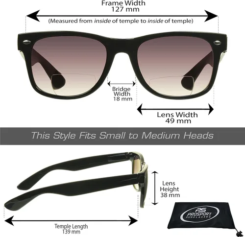 Vista 2 de proSPORT Bifocal Gafas de sol Lectores Retro Clásico 80s Stud Style Hombres Mujeres