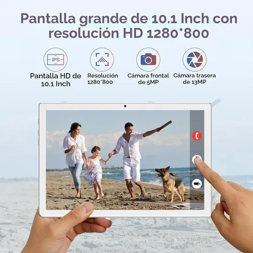 Vista 3 de Tableta Android 14 2025 Tablets más recientes, tableta de 10 pulgadas (4+4) GB RAM 64 GB ROM 1 TB de expansión, tabletas 2 en 1 con teclado, Plateado