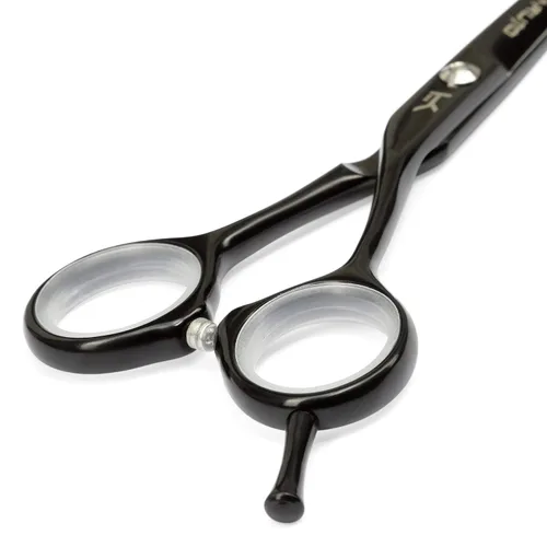 Vista 4 de Tijeras de peluquería profesional de cobalto negro muy afiladas de 5.5 pulgadas