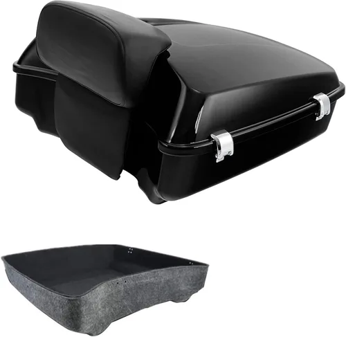 Vista 10 de TCT-MOTORPARTS Maletero y respaldo negro mate cortado para Harley Touring Electra Street CVO Road King Glide 2014-2025
