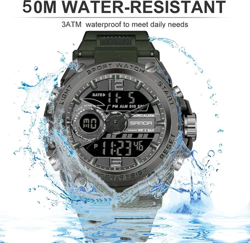 Vista 6 de FORSINING Relojes militares para hombre, reloj deportivo resistente al agua, analógico, digital, reloj deportivo táctico electrónico, relojes