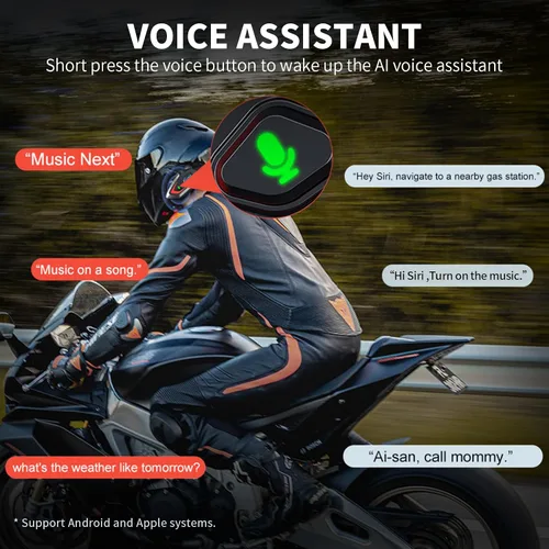 Vista 4 de VCOROS VR1 Auriculares para Casco de Motocicleta, Altavoces de Casco de Larga Duración de Batería con Respuesta Automática/Doble Cancelación