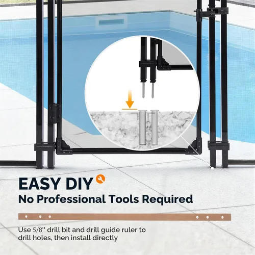 Vista 7 de VINGLI Puerta de valla de piscina autoenganchable, valla de seguridad para piscina enterrada con bisagra de cierre automático, barrera de seguridad