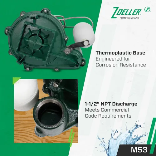 Vista 8 de Zoeller M53 Mighty-mate Bomba Sumergible para Sumidero, 1/3 Hp