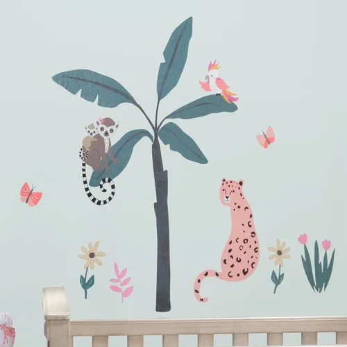 Vista 3 de Lambs & Ivy Pegatinas de pared de animales de la selva de colores Enchanted Safari