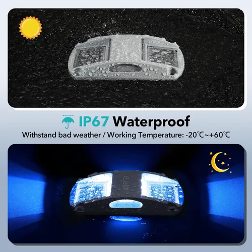 Vista 5 de AGPTEK Luces Solares para Entrada de Vehículos 1 Paquete, Luces Marcadoras Solares LED Impermeables para Cubierta al Aire Libre, Muelle, Marina