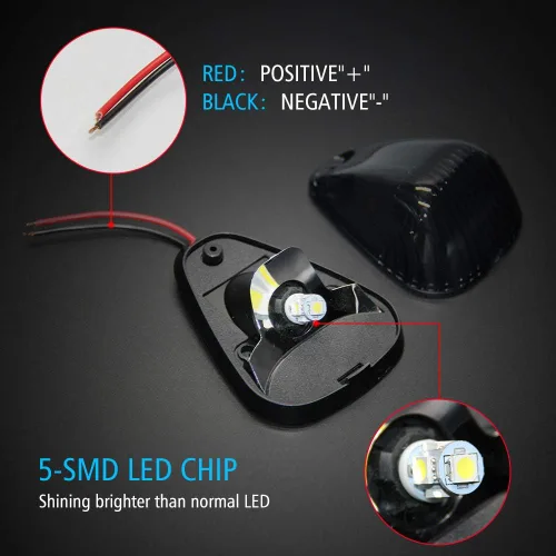Vista 3 de Luces LED de cabina marcadoras para techo superior, 5 unidades, luz blanca ahumada, 5 bombillas LED, repuesto para Fo-rd F150 F250 F350 F450 F550