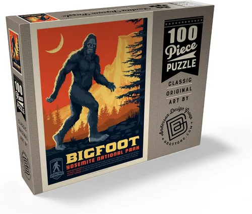 Vista 2 de MyPuzzle Legends of The National Parks: Yosemite's Bigfoot - Póster vintage - Rompecabezas de 100 piezas prémium para adultos