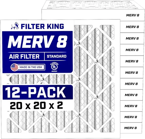 Vista 134 de Filter King Filtro de aire de 5.88 x 12.13 x 1 (MERV 8) (paquete de 12) filtros de horno de CA para control de polvo y alergias, fabricados en EE.