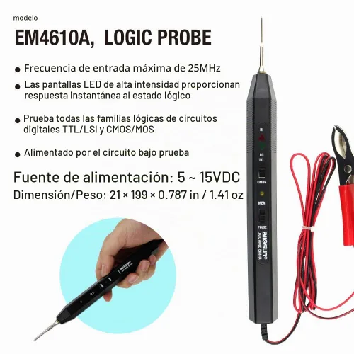 Vista 3 de allsun Indicaciones del probador de circuito eléctrico de la sonda lógica EM4610A para la detección de pulso de nivel lógico