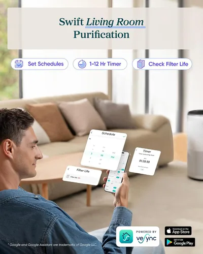 Vista 9 de LEVOIT Purificadores de aire inteligentes para el hogar habitación grande