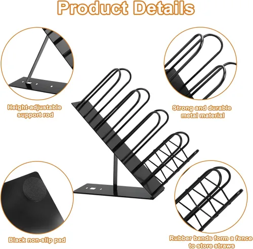 Vista 3 de Soporte de metal para tazas y tapas, dispensador de taza de café con 4 compartimentos, soporte para taza de café negro para encimera, organizador