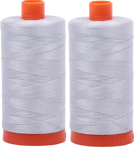 Vista 9 de Aurifil Mako 50wt Hilo 2 Carretes Grandes (Aluminio (2615))