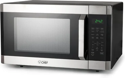 Vista 9 de COMMERCIAL CHEF Microondas de 1.4 pies cúbicos con 10 niveles de potencia, microondas pequeño con botón pulsador, microondas de 1100 vatios