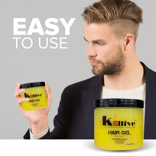 Vista 2 de KALIVE Gel de peinado para hombre de 16 onzas, fijación fuerte y brillo ligero todo el día, producto para el cabello para hombre, aroma fresco, sin
