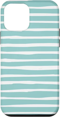 Vista 16 de iPhone 16 Cute Pastel Mint Green Aqua & White Wavy Stripe Case