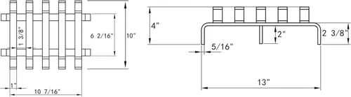 Vista 5 de Rejilla de leña para chimenea de acero sólido resistente, soporte para estufa de leña, 13 x 10 x 4 pulgadas
