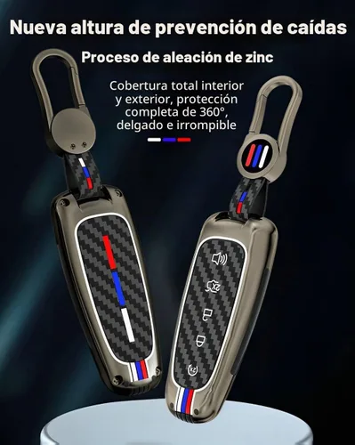 Vista 7 de Funda para llavero Ford Escape compatible con Explorer Focus Lincoln Metal Remote Case Keychian - Llavero inteligente para coche, compatible