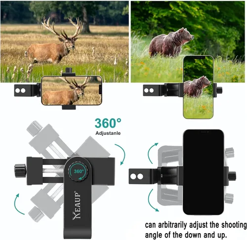 Vista 3 de Soporte universal para teléfono celular, adaptador de arco compuesto para teléfono inteligente de 360 ° para cámara de teléfono inteligente con 2