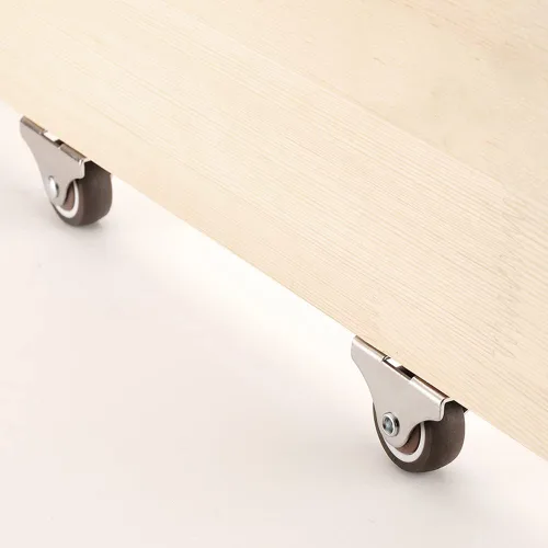 Vista 3 de Mini ruedas giratorias fijas de 1 pulgada con rodamiento silencioso de ruedas pequeñas, placa superior de metal, ruedas de goma TPE de perfil bajo