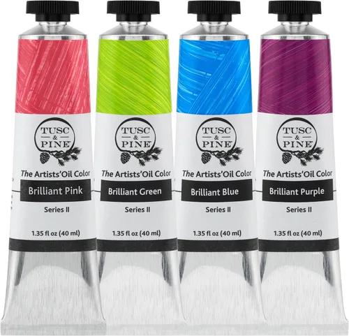 Vista 16 de Tusc & Pine Pintura al Óleo para Artistas - Juego de 40 ml de 3 - Colores Azules Surtidos - Sin Amarilleo, Consistencia Rica y Cremosa, Máxima Carga