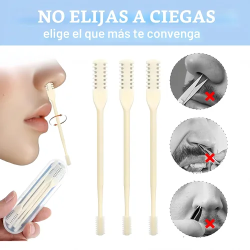 Vista 6 de Cortador de pelo nasal portátil, esencial de viaje para hombres y mujeres, herramientas de eliminación de vello de fosas nasales de doble cara