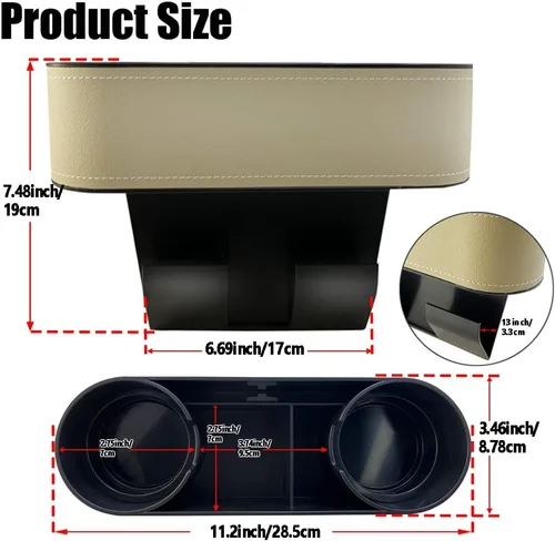 Vista 6 de Organizador Expansor de Portavasos para Auto, Organizador Multifuncional de Portavasos con Cubierta de Piel Sintética, Caja de Almacenamiento