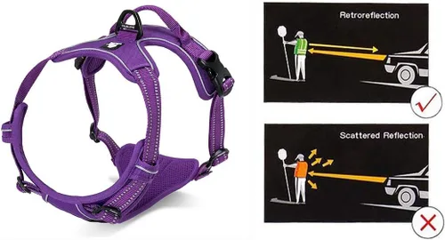 Vista 3 de JUXZH Truelove Arnés para perro sin tirones con mango de fácil control y 2 accesorios para correa, chaleco reflectante ajustable para mascotas