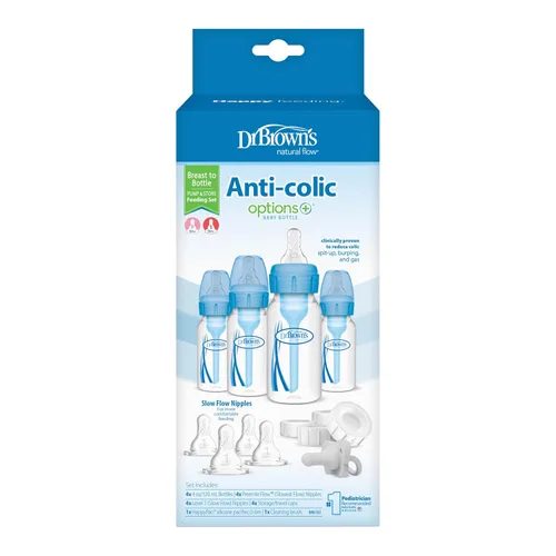 Vista 7 de Dr. Brown's Conjunto de alimentación de cuello ancho con bomba de mama a Azul
