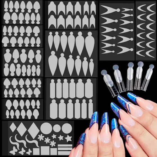 Vista 13 de EBANKU - 96 piezas de kit de formas de uñas de doble cara, transparentes y mate, molde de uñas completo, puntas para extensión de uñas acrílicas