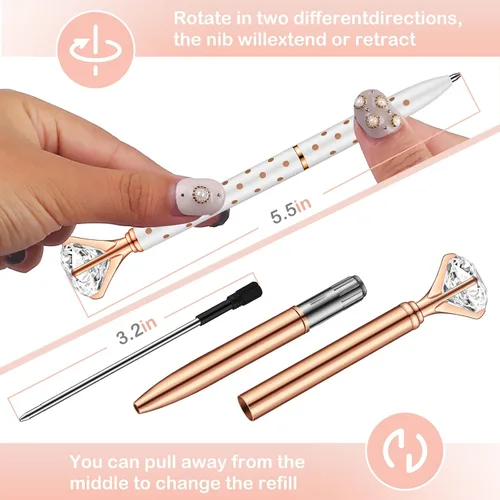 Vista 3 de PASISIBICK 20 bolígrafos de diamante de bonitos y hermosos bolígrafos de diamantes de cristal para mujeres, regalos de decoración de boda, despedida