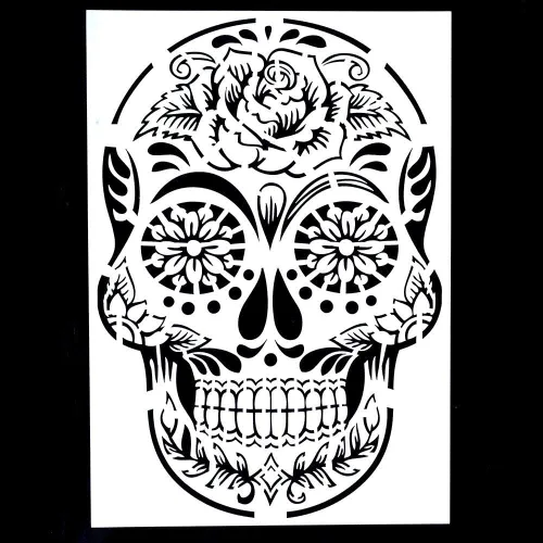 Vista 2 de Plantilla decorativa de bricolaje para pintar en paredes, muebles y manualidades (Skull3)