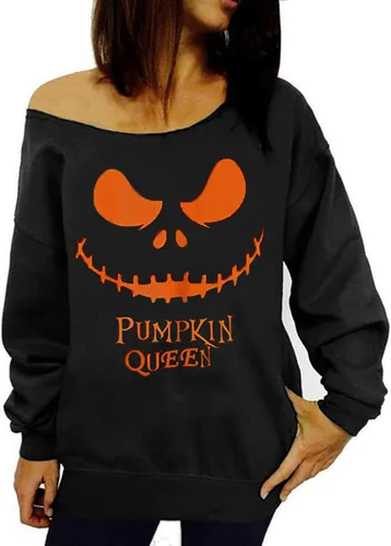 Vista 2 de LYXIOF - Sudadera holgada de manga larga para mujer, diseño de calabaza, para Halloween.