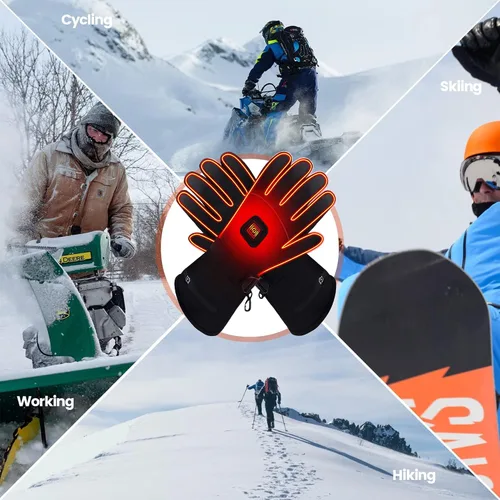 Vista 8 de Rabbitroom - Guantes eléctricos con calefacción para hombres y mujeres, guantes con batería recargable, impermeables, con pantalla táctil, guantes