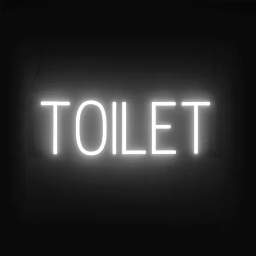 Vista 48 de SpellBrite Letrero de MEN para baños de negocios Letreros relacionados con el baño con aspecto de neón, luz LED azul 13.8 x 6.3 pulgadas