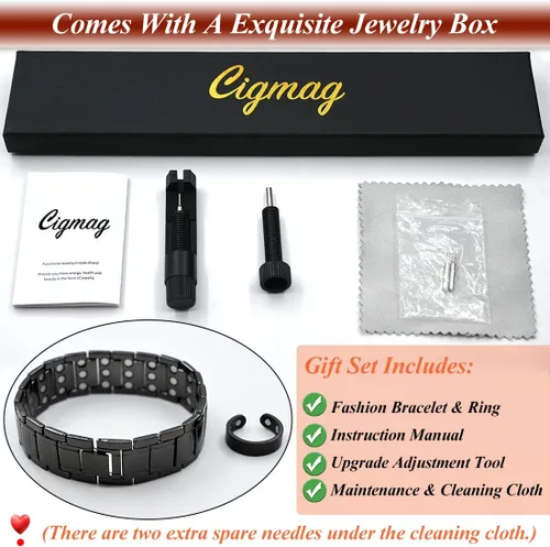 Vista 9 de Pulsera de cobre para hombre, imán ultra resistente, juego de collar y anillo magnético con herramienta de tamaño ajustable