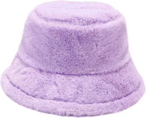 Vista 24 de Sombrero de cubo esponjoso de invierno mullido de piel peluda sombreros de pescador de piel sintética de felpa sombrero cálido para mujer