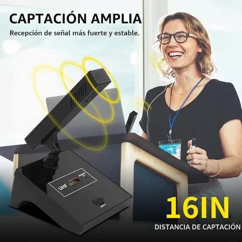 Vista 4 de XTUGA YT8 Sistema de micrófono inalámbrico para conferencias, micrófonos de escritorio de 8 canales UHF 540MHz-599.5MHz,PLL bloqueado,Micrófonos