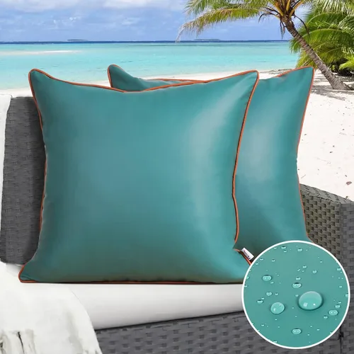 Vista 17 de Paquete de 2 fundas de almohada para exteriores de 12 x 20 pulgadas, resistente al agua, de piel de silicona, resistente a los rayos UV, resistente