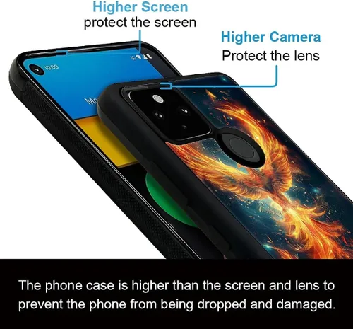 Vista 1489 de Compatible con Google Pixel 4A 5G Mobile Case Creative Acrylic Panel trasero Silicona Protección Grip especialmente diseñado para Google Pixel 4A 5G