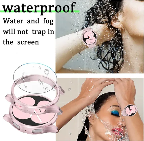 Vista 6 de Paquete de 6 + 6 fundas protectoras de pantalla para Samsung Galaxy FE/Galaxy Watch 5/Galaxy Watch 4 de 1.575 pulgadas, película de vidrio templado