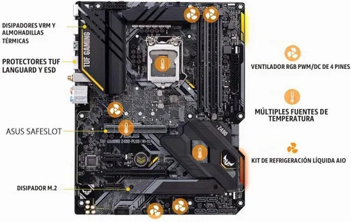 Vista 4 de ASUS TUF Gaming Z490-Plus (WiFi 6), LGA 1200 (Intel 10ª generación) ATX placa base