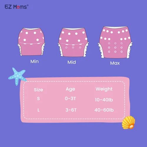 Vista 7 de EZ Moms Baby Swim Essentials Bundle - 2 Pack Reusable Swim Diapers and 2 Pack Toddler Arm Floaties (30150 LBS) Set, Large Size Snap Adjustable