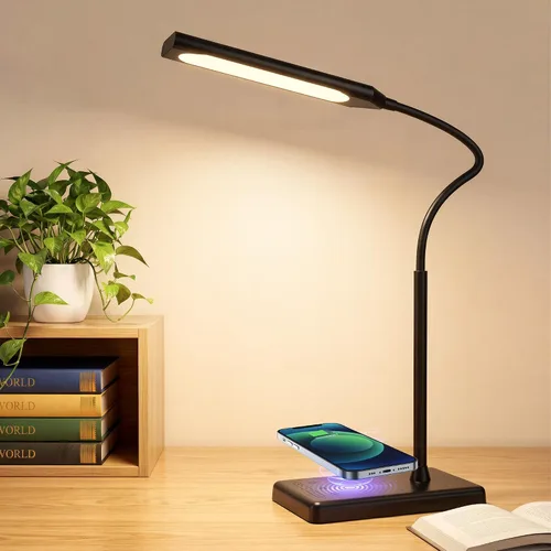 Vista 9 de Lámpara de escritorio LED, luces de mesa para el cuidado de los Negro