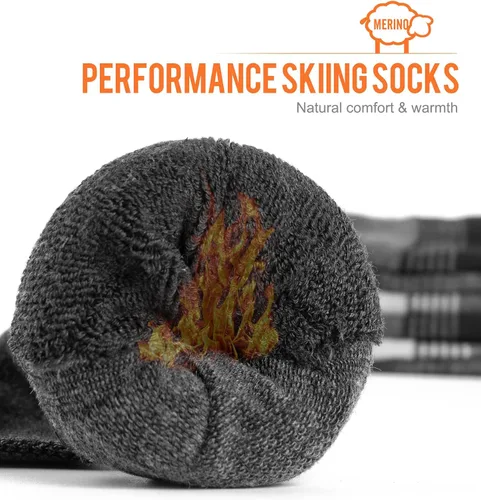Vista 3 de KEECOW Calcetines de esquí de lana merino para hombres y mujeres, 2 pares, calcetines térmicos cálidos para invierno, snowboard, caza al aire libre