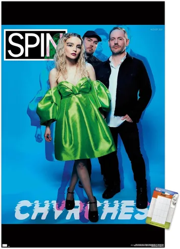 Vista 10 de Trends International SPIN Magazine - Póster de pared CHVRCHES 21, 14.725 x 22.375 pulgadas, versión enmarcada de madera de granero