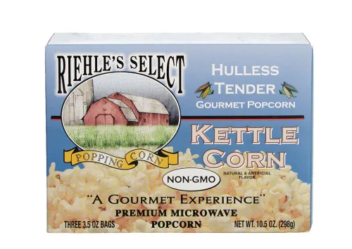 Vista 4 de Riehle's Select Popping Corn pochoclos de manteca sin cáscara para microondas, 3 unidades.