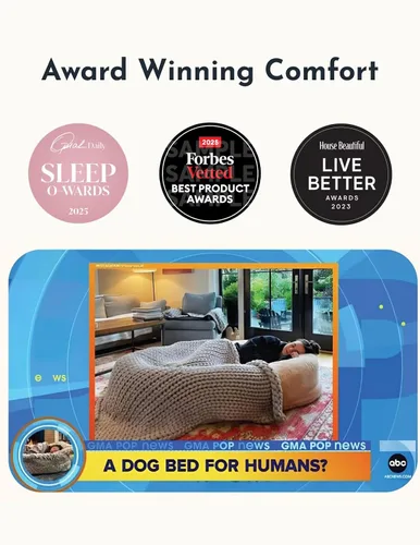 Vista 4 de Plufl, La Cama Humana Original para Perros para Adultos, Niños y Mascotas. Como se vio en Shark Tank. Cómoda Bolsa de Frijoles Grande de Felpa