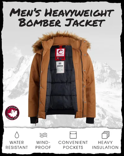 Vista 2 de CANADA WEATHER GEAR Chaqueta de invierno para hombre grande y alta, abrigo pesado tipo parka, chaqueta para hombres grandes y altos (M-5XL)