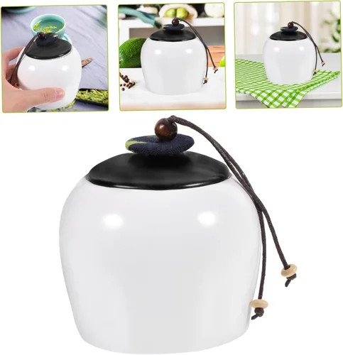 Vista 6 de BESTonZON Jarra de té de oficina para dulces, tarro de té de cerámica, recipiente sellado para alimentos, contenedor de café, contenedor